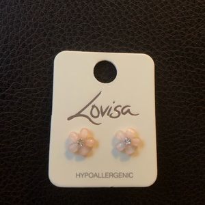 Pink flower earrings